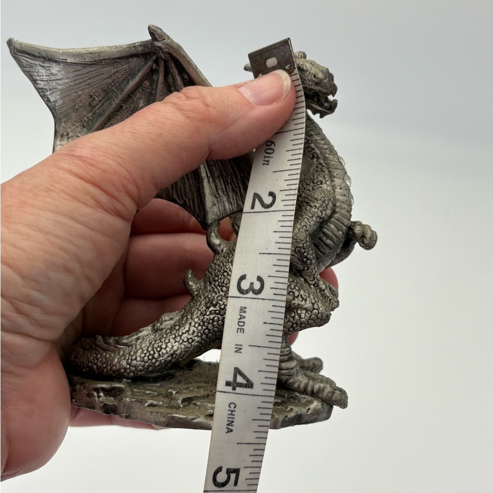 Majestic Vintage Pewter Dragon Figurine Votive Holder - Picture 10 of 12